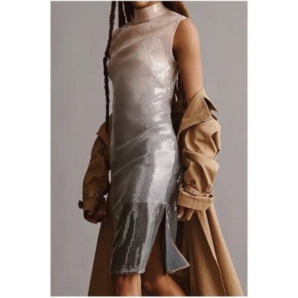 NWT Anthropologie Ombré Sequin Dress Size 2P - Picture 9 of 16